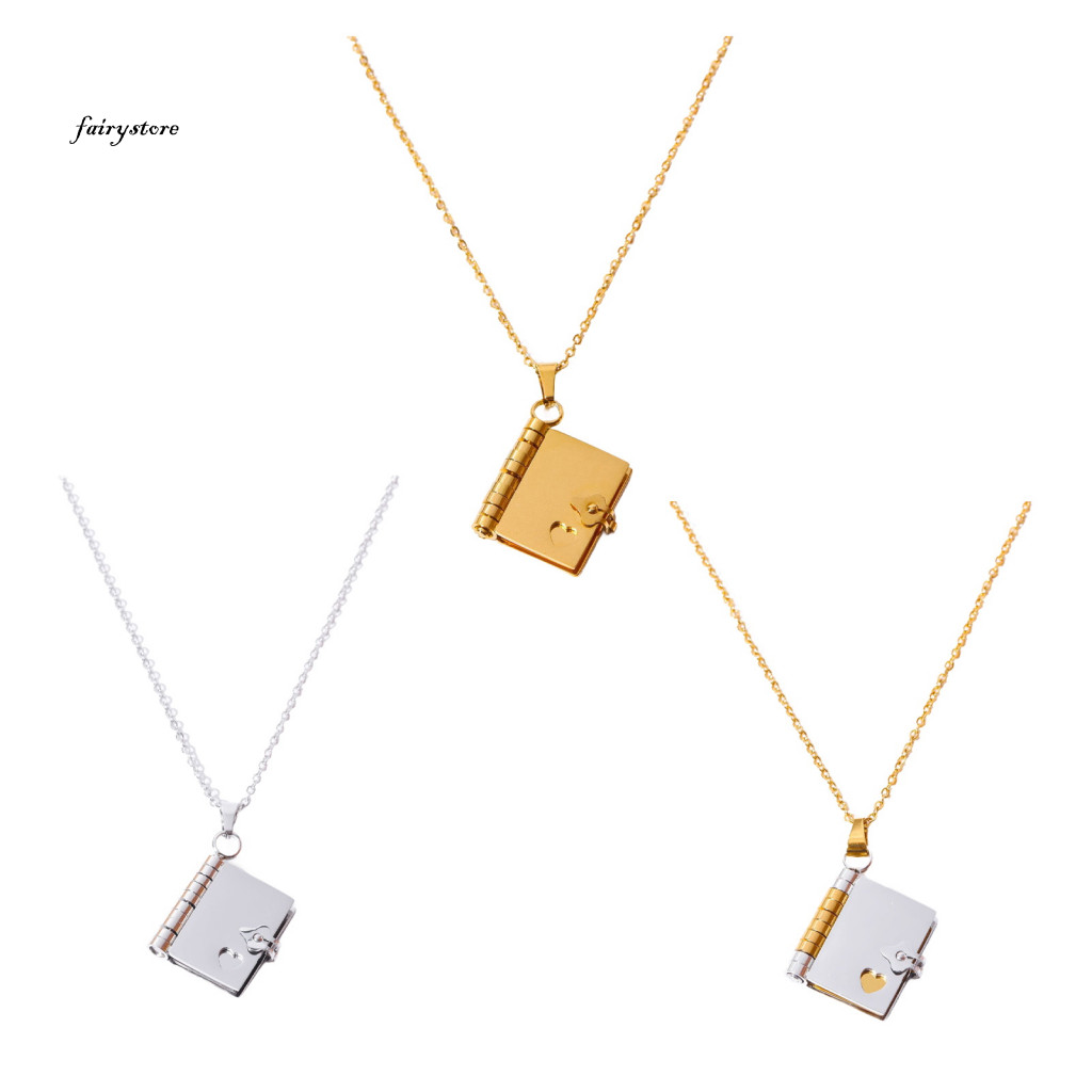 Fairystore| Vòng cổ hợp kim Vòng cổ không bong bóng Vòng cổ mặt dây chuyền sách cổ điển dành cho nữ Dây chuyền áo len sành điệu Trang sức để mặc và tiệc hẹn hò Phụ kiện độc đáo cho Đông Nam Buye
