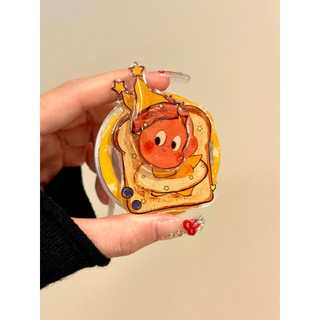 Bánh mì nướng dễ thương Ngôi sao nhỏ Giá đỡ từ tính Vỏ điện thoại di động Thích hợp cho iPhone16 15 14 13 Pro Max Bảo vệ Camera chống sốc Vỏ cứng chống rơi