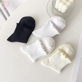 Y.X.I Cotton Xù Vớ Mắt Cá Chân Nữ INS Mùa Hè Dễ Thương Hàn Quốc Tất Bé Gái Mùa Xuân Đen Trắng Giữa Ống Nhật Bản Sox Mới