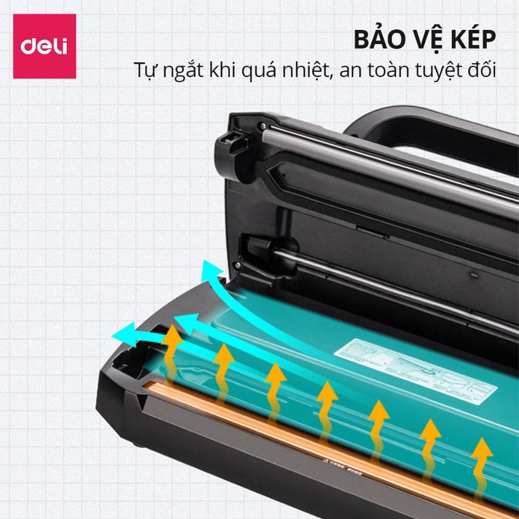 [TẶNG TÚI, ỐNG HÚT + BẢO HÀNH] Máy Hút Chân Không Cao Cấp DELI Tự Động Hàn Miệng Túi Lực Hút Mạnh Bảo Quản Thực Phẩm