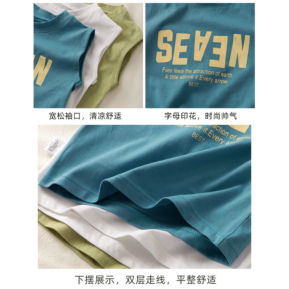 Trẻ Em Trẻ Em Áo Cotton Nguyên Chất Phiên Bản Hàn Quốc Áo Vest Vai Rộng Bé Trai Bé Gái Mùa Hè Áo Thun Không Tay Vừa Lớn Trẻ Em Phù Hợp 8O-150 Kích Thước IY2C