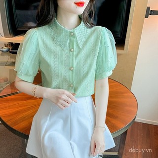 Áo blouse Barong tay phồng hiện đại của phụ nữ Philippines, ren tương phản ngọc trai, trang phục chính thức và thường ngày lấy cảm hứng từ châu Á cho phụ nữ