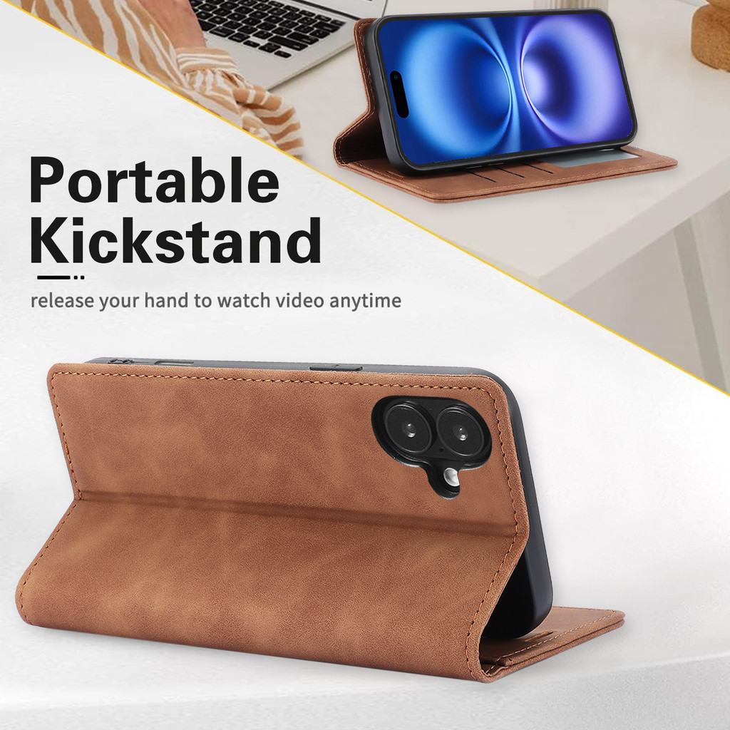 Ốp Điện Thoại Da Lật Retro Matte Cho Iphone 16 16E 15 14 13 12 11 Pro Max XS XR X Plus Có Đựng Thẻ Ví Bìa Sách