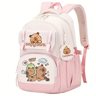 Ba lô Capybara cho học sinh Dung tích lớn In nhẹ Túi đi học nữ hoạt hình thời trang