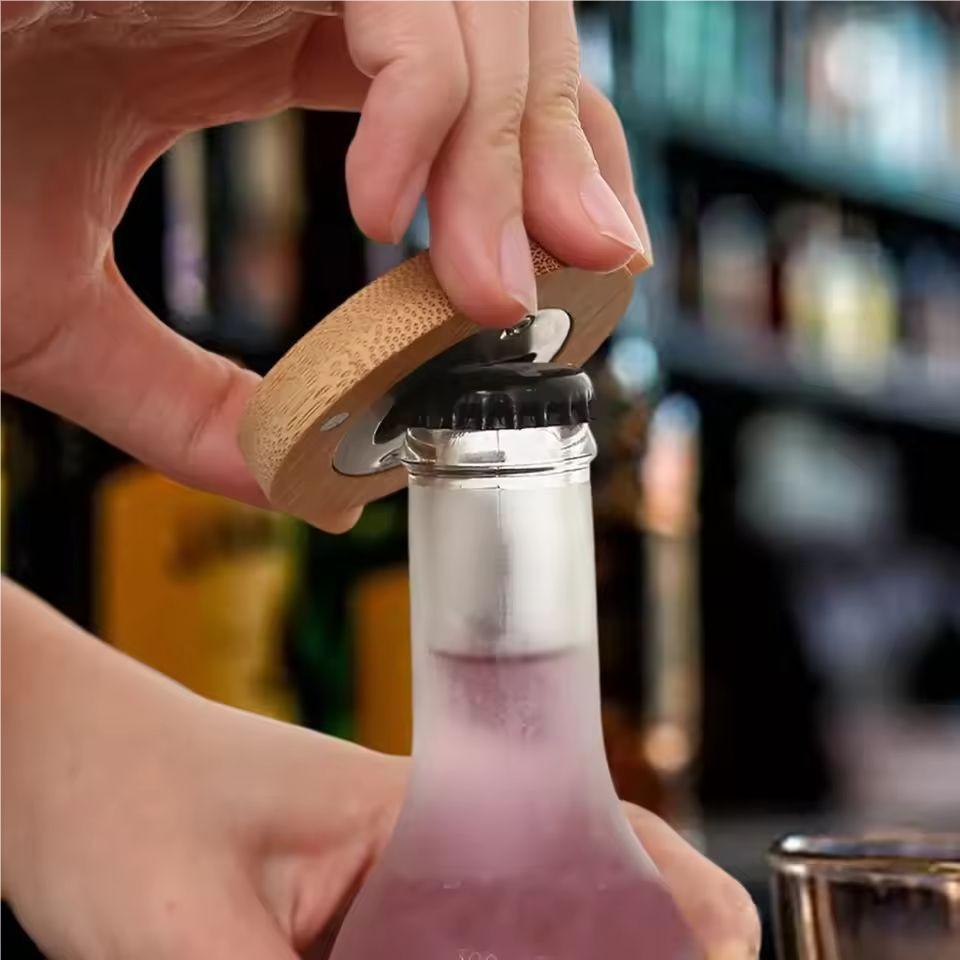 [H & L] 1 / 3 / 5 Dụng cụ mở nắp chai từ tính cao cấp - Cạnh thép 304 & Nam châm Neodymium công suất cao, Bề mặt tre không gỉ, Đa năng làm móc khóa / Dụng cụ sắp xếp tủ lạnh