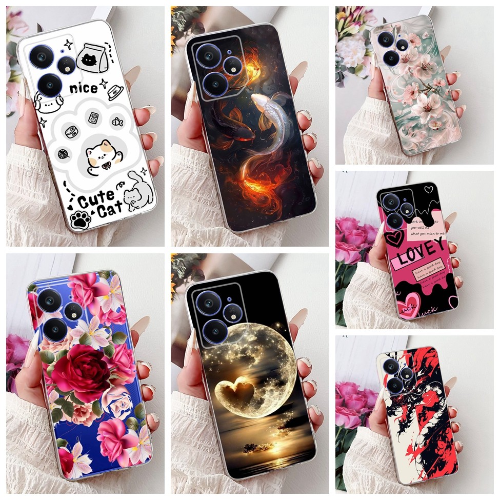 Trong Suốt Cho Realme Neo 7 RMX5060 Dành Cho Realme Neo7 Ốp Lưng Bướm Sang Trọng Tình Yêu Thời Trang Hoa Thoáng Mát Đẹp Trai Sư Tử Sơn