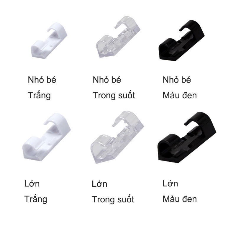 Bộ 16/ 20 Nẹp Dán Tường Cố Định Dây Điện Chống Rối, Kẹp Giữ Dây Cáp Sạc Có Keo Dán 3M FE123