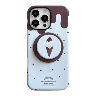 [Sheren] Vỏ điện thoại giá đỡ từ tính bằng kem bạc hà Thích hợp cho i16 15 14 13 12 11 pro max Vỏ bảo vệ chống sốc