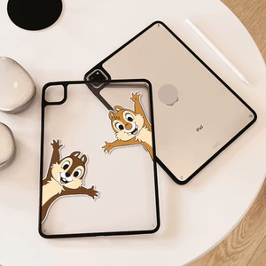 Vỏ Acrylic Cứng Hai Sóc Dễ Thương Cho Mini6 Mini7 A17Pro IPad 5 6 7 8 9 10 11 A16 Air 2 3 4 5 6 Air 11 M2 Pro10.5 10.2 "Pro11 2018 2020 2021 2022 M4 Pro13 2024 2025