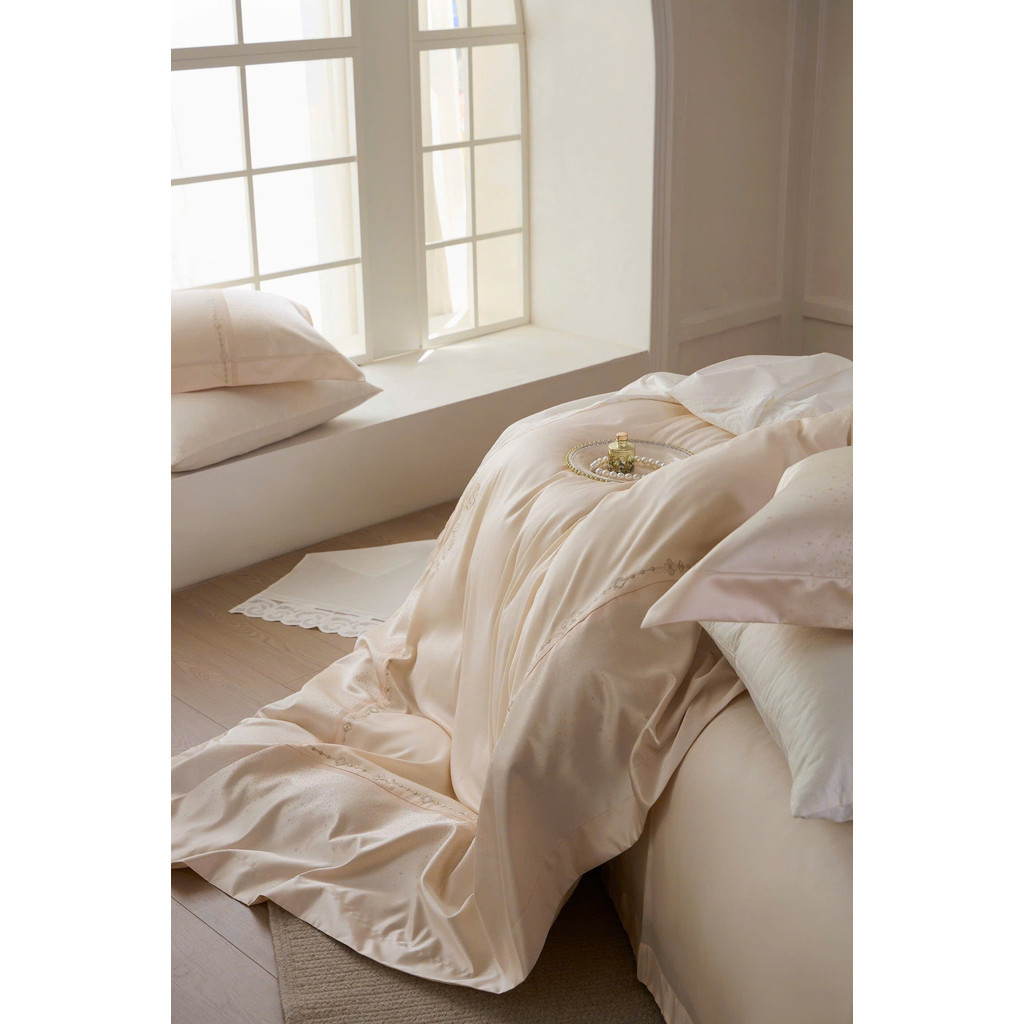 (L41519)Bộ Chăn Ga Gối Chất Liệu Tencel Cao Cấp Mềm Mại Thiết Kế Họa Tiết Tối Giản Quý Phái - MemMinbedding Luxury