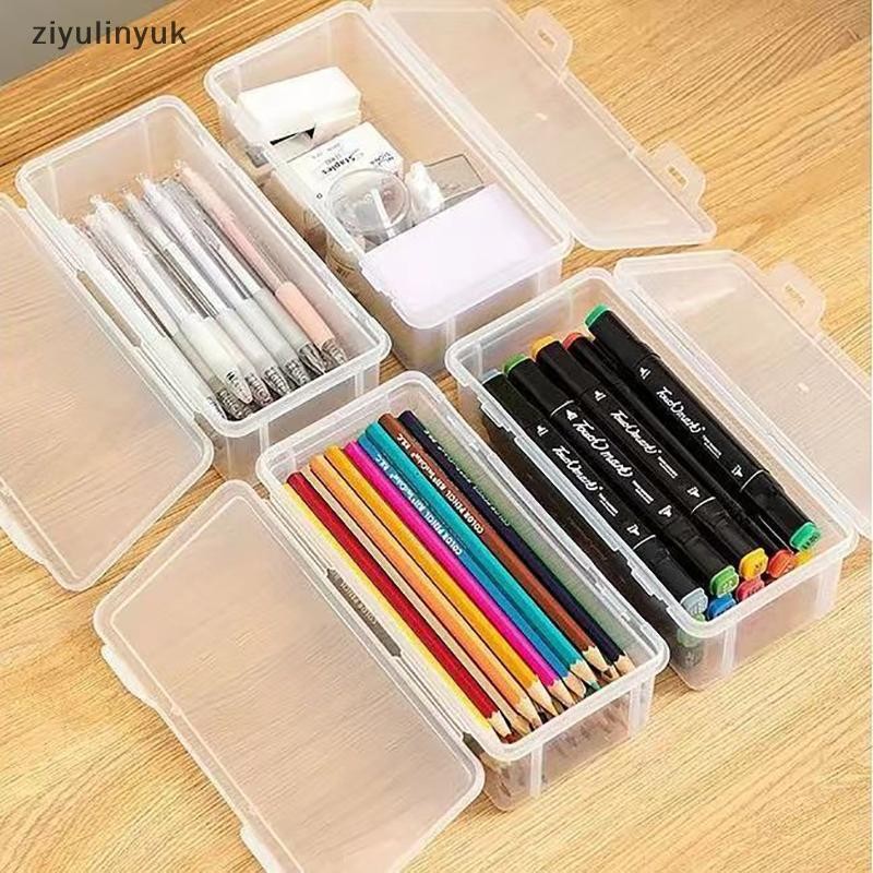 Ziyulinyuk 1 Hộp Bút Chì Nhựa Dung Tích Lớn Có Thể Xếp Chồng Trong Suốt Hộp Bút Chì Đồ Dùng Văn Phòng Hộp Sắp Xếp Lưu Trữ EN