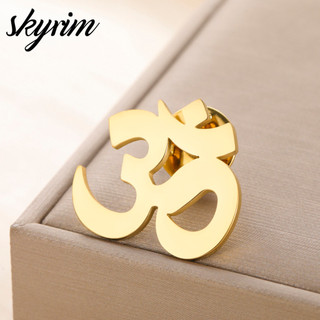 SKYRIM Thép không gỉ OM Yoga Biểu tượng Trâm cài 25x23mm Số lượng lớn không gây dị ứng