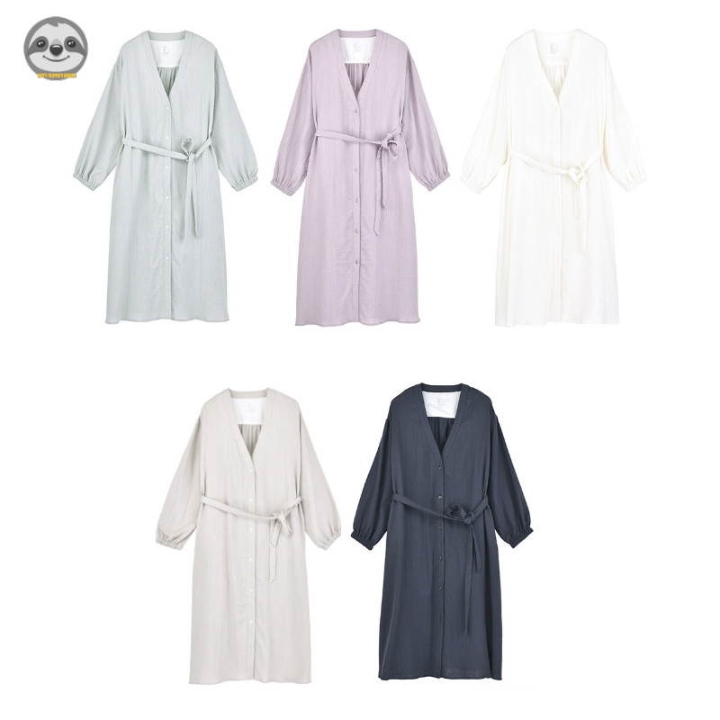 Phong Cách Nhật Bản Phong Cách Muji / Yangliu Gạc Nhà Quần Dài Cardigan Dài / Mùa Hè Chống Dính Pyjama Quần Nhà Cardigan