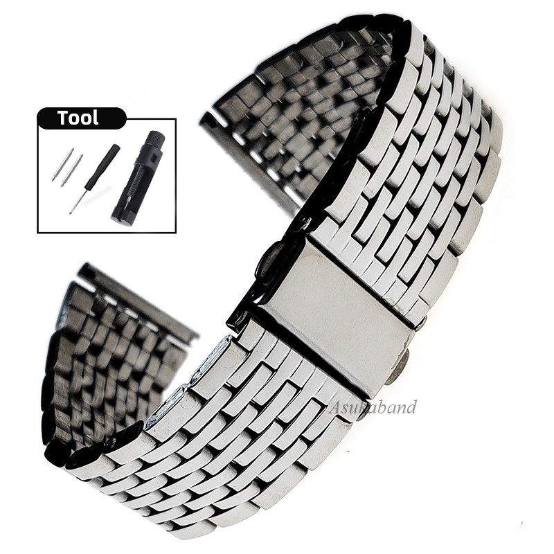 Dây đeo đồng hồ bằng thép không gỉ được đánh bóng 18mm 20mm 22mm Dây đeo đồng hồ bằng thép không gỉ không gỉ đa năng Dây đeo đồng hồ thay thế nam nữ Quà tặng
