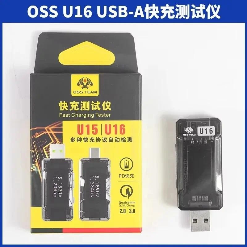 Máy kiểm tra sạc nhanh OSS U15 U16 12A 600W Type-C & USB-A Đồng hồ đo điện áp dòng điện Công cụ kiểm tra dung lượng sạc điện thoại