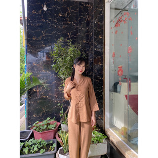 set đồ bộ nữ phật giáo, bà lai linen cao cấp