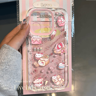 Ins Hàn Quốc Vỏ Trong Suốt Cherry Kitty Dễ Thương Tương Thích Cho iPhone 11 16 15 14 13 12 Pro Xs Max XR X 7 8 6 6s Plus SE Vỏ Điện Thoại TPU Mềm Hoạt Hình Cô Gái Vỏ Bảo Vệ Vỏ Chống Sốc