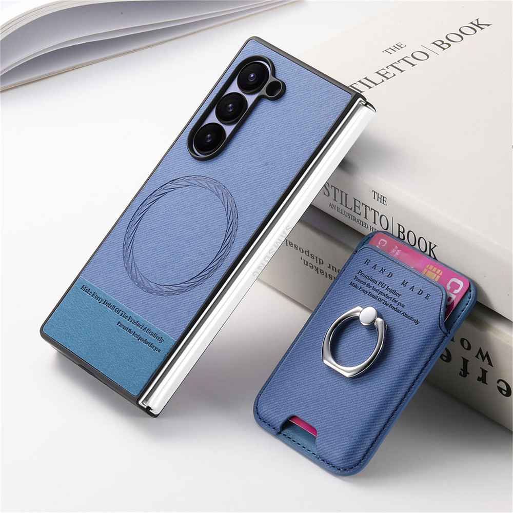 Ví da có thể tháo rời có hộp đựng thẻ cho Samsung Galaxy Z Fold 6 5 4 3 Fold6 Fold5 Fold4 Vỏ giá đỡ vòng