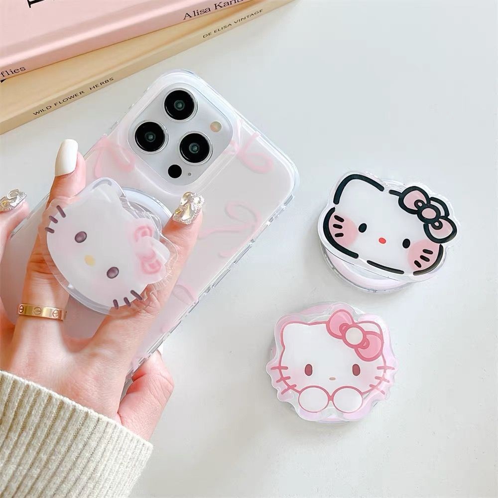Hàn Quốc Dễ Thương Sanrio Hello Kitty 's Socket Magsafe Giá Đỡ Từ Tính Giá Đỡ Điện Thoại Grip Tok Hỗ Trợ Cho iPhone 16 15 Pro Max
