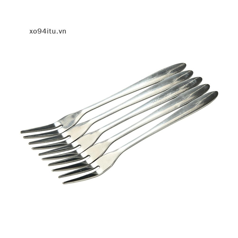 XOITU 5 Chiếc Nĩa Trái Cây Bằng Thép Không Gỉ Hai Răng Món Tráng Miệng Nĩa Gia Đình Đồ Dùng Nhà Bếp VN