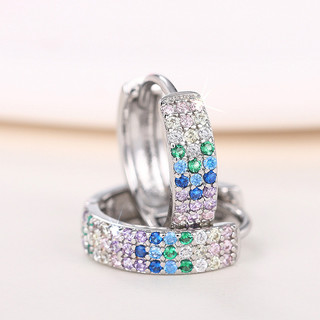 S925 Bạc Nhiều Màu Sắc Zircon Nhẫn và Bông Tai Đơn Giản Trang Sức Thời Trang Quà Tặng Nữ