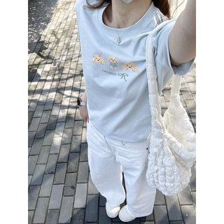 áo baby tee ôm body xanh biển mùa hè kiểu dáng cute hàn quốc đẹp áo phông nữ cotton 100% Eleclassm