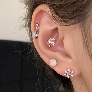 Bông Tai Zircon Xoăn Ốc Titan Thép Studs Ngủ Loại Bỏ Xoăn Ốc Xuyên Xương Tai Đinh Trái Tim Bướm Hành Tinh Siêu Sáng Bóng Ngọt Ngào
