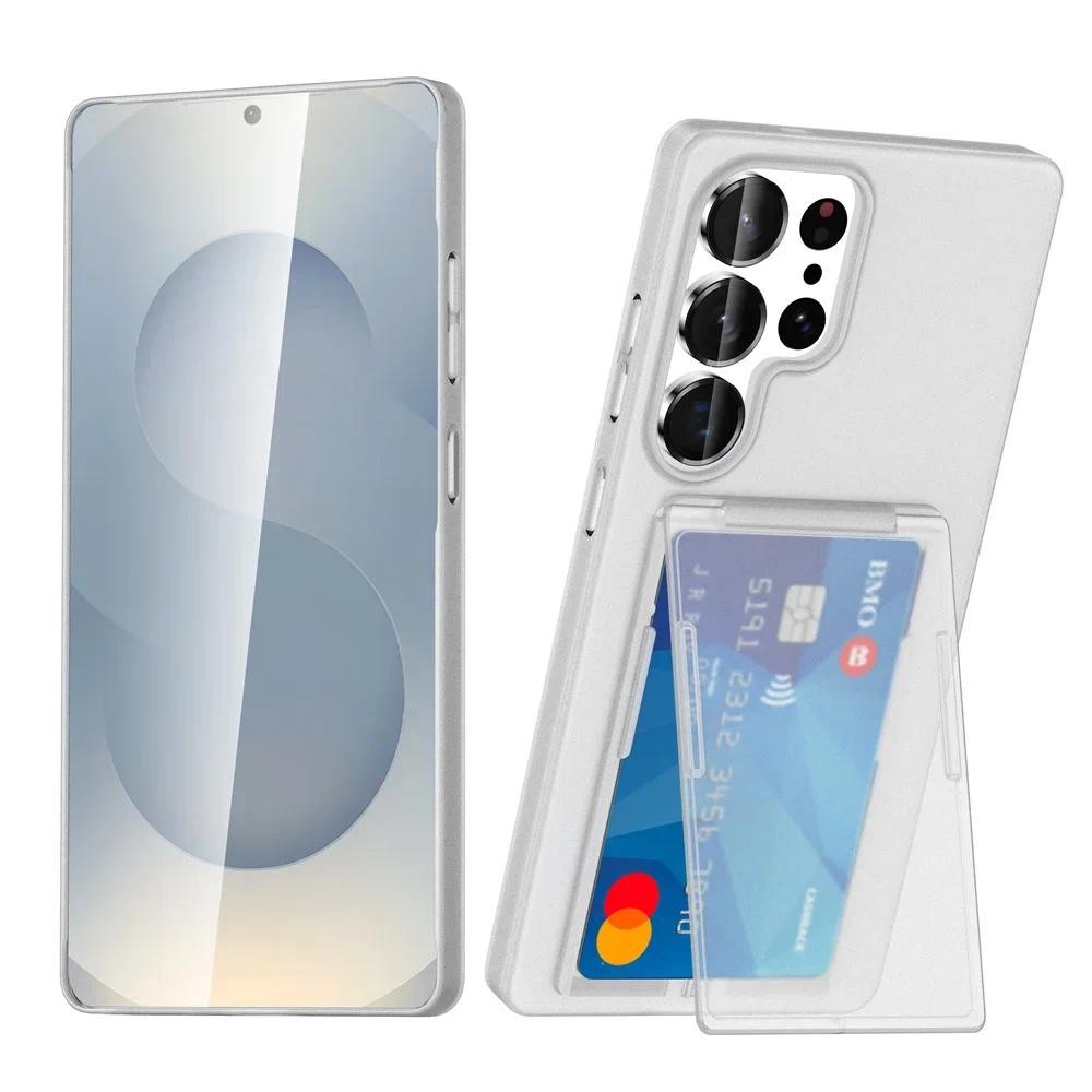 Ví có giá đỡ thẻ Vỏ điện thoại cho Samsung S25 Edge S25Ultra S24 Ultra S23 Plus Vỏ bảo vệ chống sốc