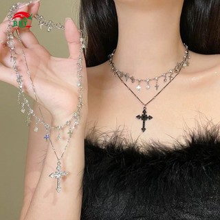Gothic Punk Cross Vòng cổ hai lớp - Phụ kiện thời trang cho quà tặng ngày lễ