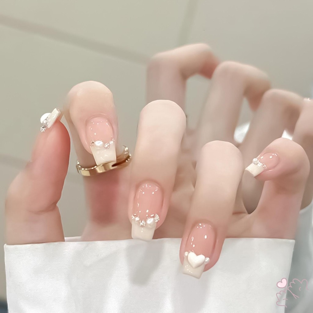 24 Chiếc Móng Tay Giả Nhẹ Nhàng Với Đầu Trắng Pháp Dễ Dàng Ứng Dụng Cho Móng Tay Cho Bạn Gái Vợ Nữ Và Bé Gái