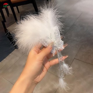 Handmade Bướm Bên Kẹp Tóc Ngọc Trai Lông Vũ Trang Trí Đám Cưới Mũ Đội Đầu Cho Dày Xoăn Tạo Kiểu Tóc Trang Trí