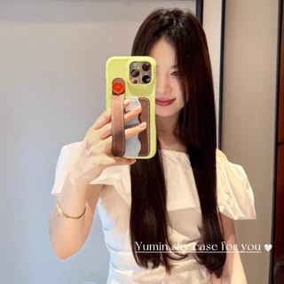 Hàn Quốc Ghép Màu Hồng Xanh Lá Cây Wrsitband Khe Cắm Thẻ Túi Da PU Ốp Điện Thoại Cho iPhone 16Promax 15Promax 13 14 Pro Max Chống Sốc Bảo Vệ Toàn Diện Nữ Vỏ Di Động