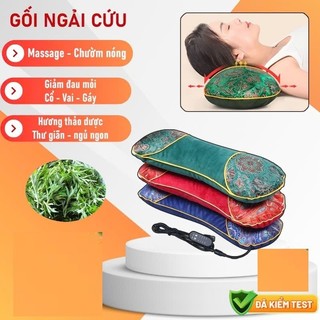 Gối Massage Cổ Vai Gáy Ngải Cứu Cắm Điện Làm ấm