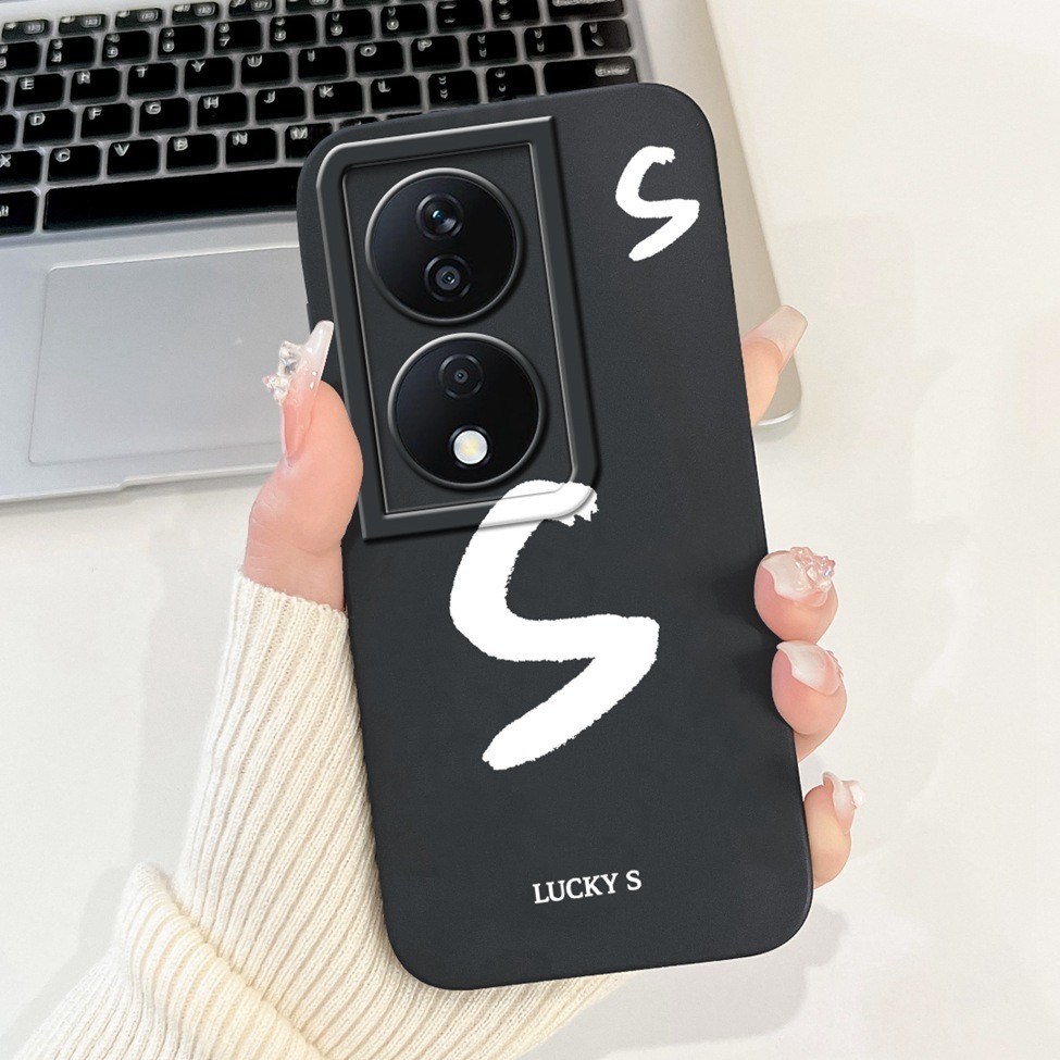 Honor X7b CLK-LX1 CLK-LX2 CLK-LX3 Ốp lưng Honor X7b 5G Chữ thời trang đơn giản Thiết kế họa tiết A-Z Ốp lưng chống sốc bằng silicon