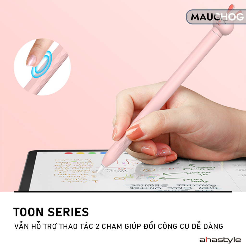 Vỏ Bao Ốp Silicon Case Ahastyle Hình Thú Dễ Thương Chống Trơn Trượt Cho Bút Cảm Ứng Apple Pencil 2 1