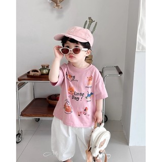 Áo thun cotton ngắn tay mùa hè cho bé trai và bé gái, áo cơ bản in hình động vật hoạt hình cho trẻ em, áo thường ngày cho bé