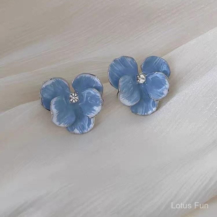 Bông hoa xanh cao cấp sang trọng, kiểu dáng kỳ nghỉ, kẹp, thiết kế độc đáo, trang sức 3D tinh xảo
