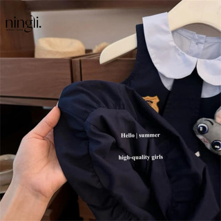 Cos Bunny Cảnh sát Cô gái Bé JK Váy phồng dễ thương với cổ áo kiểu học viện