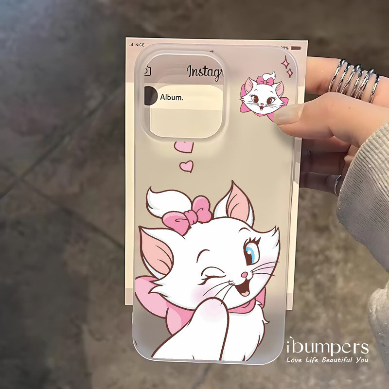 ibumpers Ốp Điện Thoại iPhone Dễ Thương Nơ Màu Hồng Họa Tiết Mèo Ốp Lưng Trong Suốt Nhám Mờ Chống Bẩn Chống Sốc Cho IPhone 16 15 14 12 13 11 Pro Max IP 7 8 Plus X XS XR