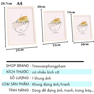 Khung Ảnh Để Bàn Gỗ 13x18 15x21 A4 A5 Basic Tone Trắng Decor Bàn Học Timo GQ61