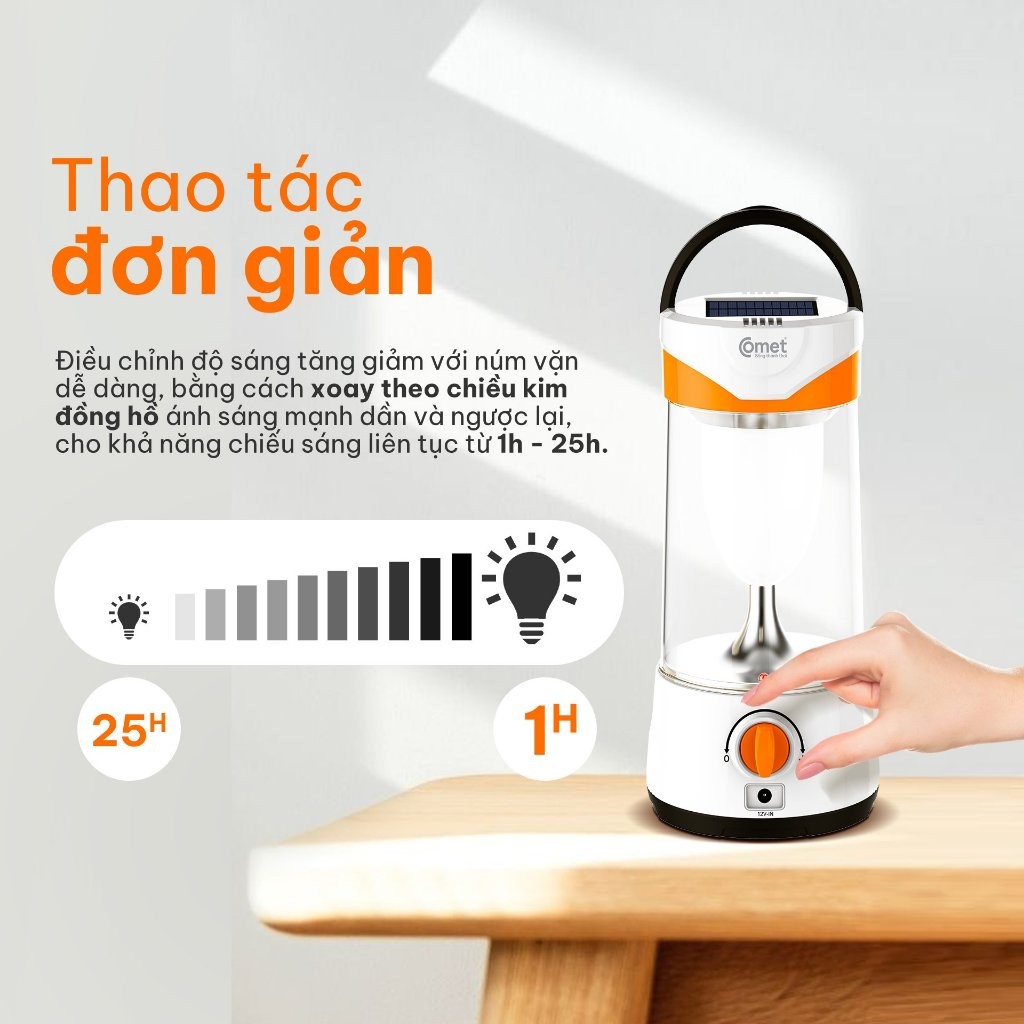 Đèn Sạc Tích Điện Comet CRL3103S 10W - Năng Lượng Mặt Trời Siêu Sáng - Bảo hành chính hãng 12 tháng