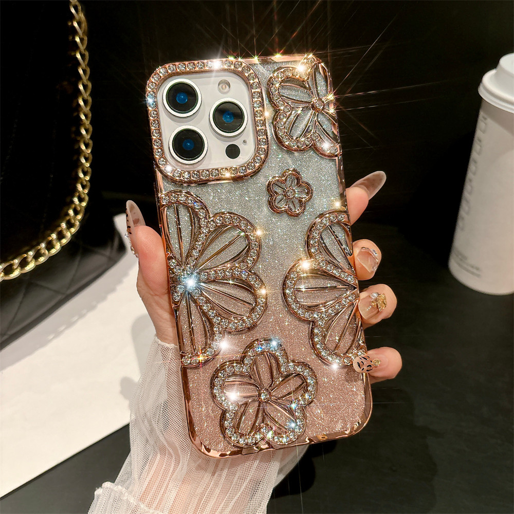 Ốp Điện Thoại Mạ Hoa Kim Cương Flash Cho iPhone 16 11 12 13 14 15 Pro Max 15 16 plus Ống Kính Bảo Vệ Camera Vỏ Chống Sốc TPU Vỏ Mềm Vỏ Bảo Vệ Điện Thoại