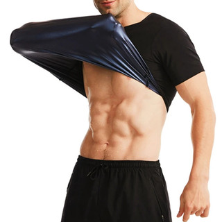 Xông Hơi Mồ Hôi Cho Nam Tay Ngắn Body Shaper Tập Gym Tập Thể Dục Top Shapewear Xông Hơi Mồ Hôi Áo Thun Eo Giảm Béo Áo