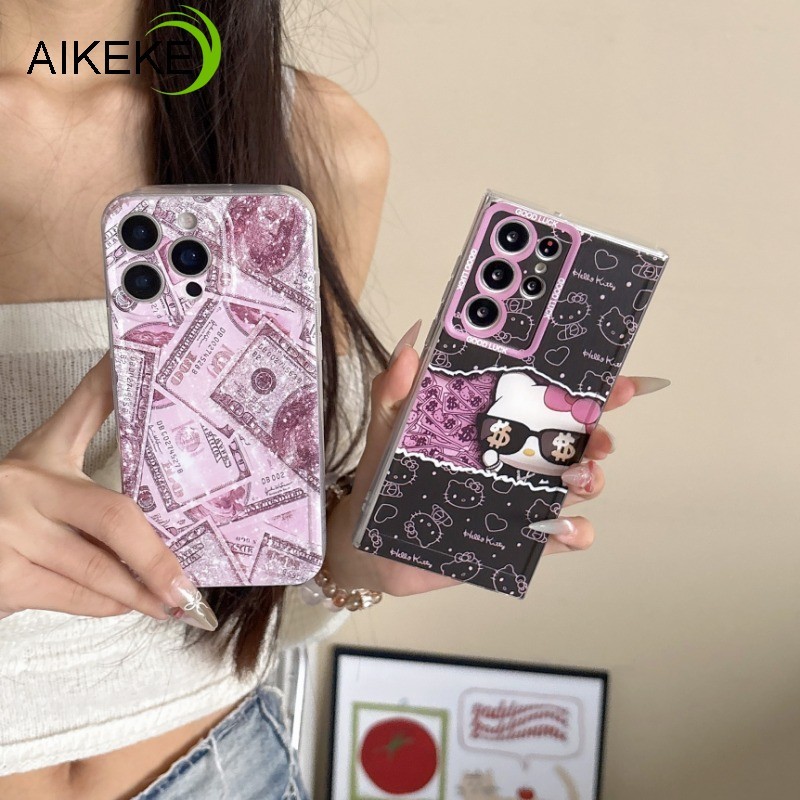 Ốp Điện Thoại HelloKitty Mát Cho Tecno Camon 40 30 Premier 18 16S 15 Air Spark 30 30C 20 20C 10 Pro 6 Go 1 2024 POP 8 5G 4G Vỏ Đô La Hồng Hoạt Hình Dễ Thương Vỏ Mềm Trong Suốt