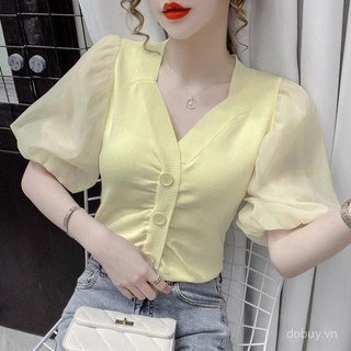 Áo blouse đan hiện đại Filipiniana cho phụ nữ, cổ vuông, tay phồng, áo blouse Barong