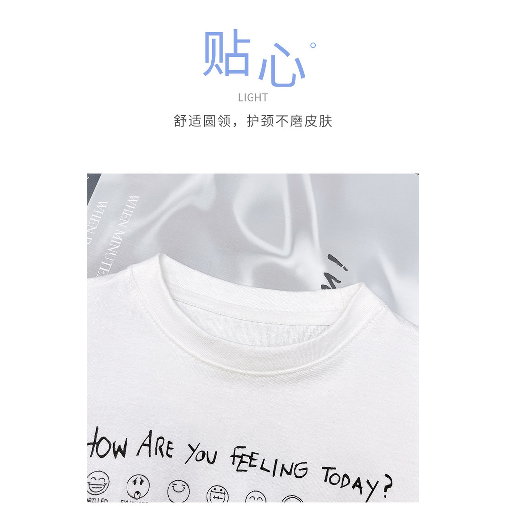 ​Áo thun ngắn tay Cotton nguyên chất cho trẻ em mùa hè phong cách mỏng bé trai bé gái cổ tròn thoáng khí Loungewear 8O-140​Mã Q3AS