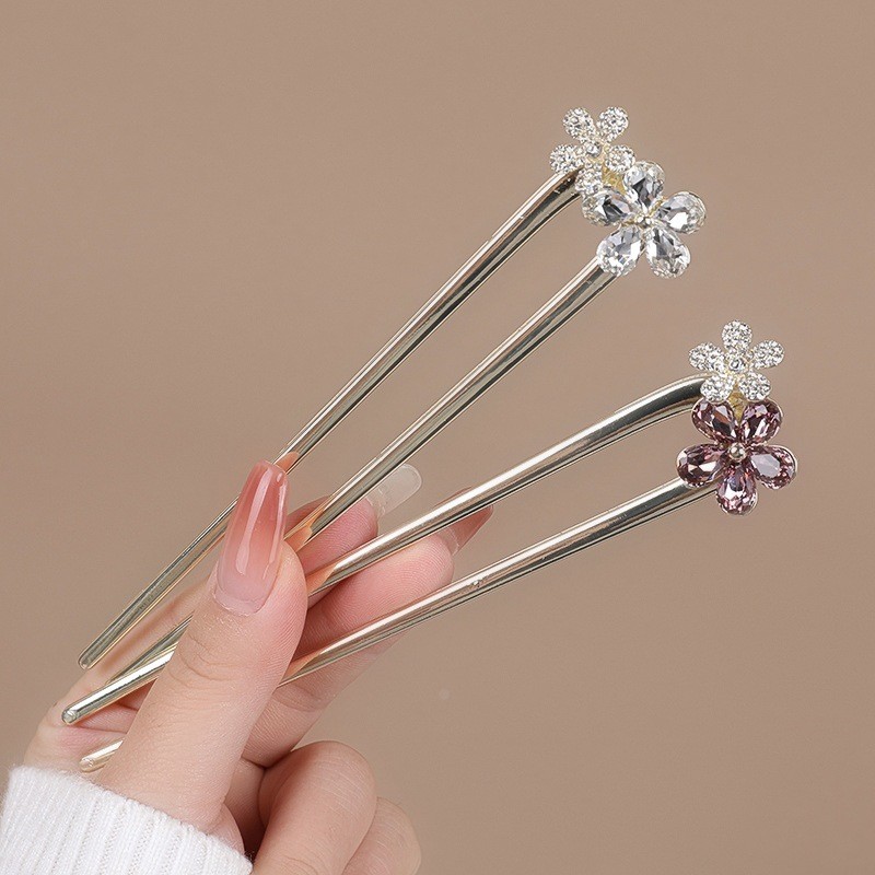 Cao Cấp Kẹp Tóc nữ hình hoa chữ U kim cương giả đầu lưng tấm tóc chèn lược mũ đội đầu bóng đơn giản