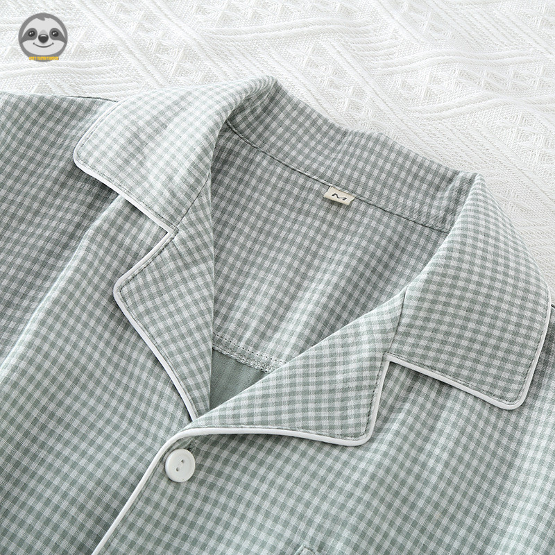 Phong cách Nhật Bản Muji Style / Bộ đồ dài tay kẻ sọc bằng sợi Cotton nguyên chất dành cho nam / Có thể mặc bên ngoài P dài tay phong cách mỏng