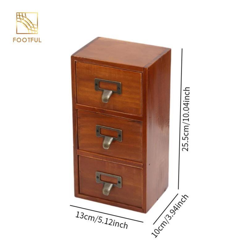 Mini Để Bàn Ngăn Kéo Thiết Kế Cổ Điển Hộp Đựng Bàn Mộc Mạc Sắp Xếp Tủ Gỗ Cho Tạp Hóa Đồ Vệ Sinh Văn Phòng Vanity Thủ Công