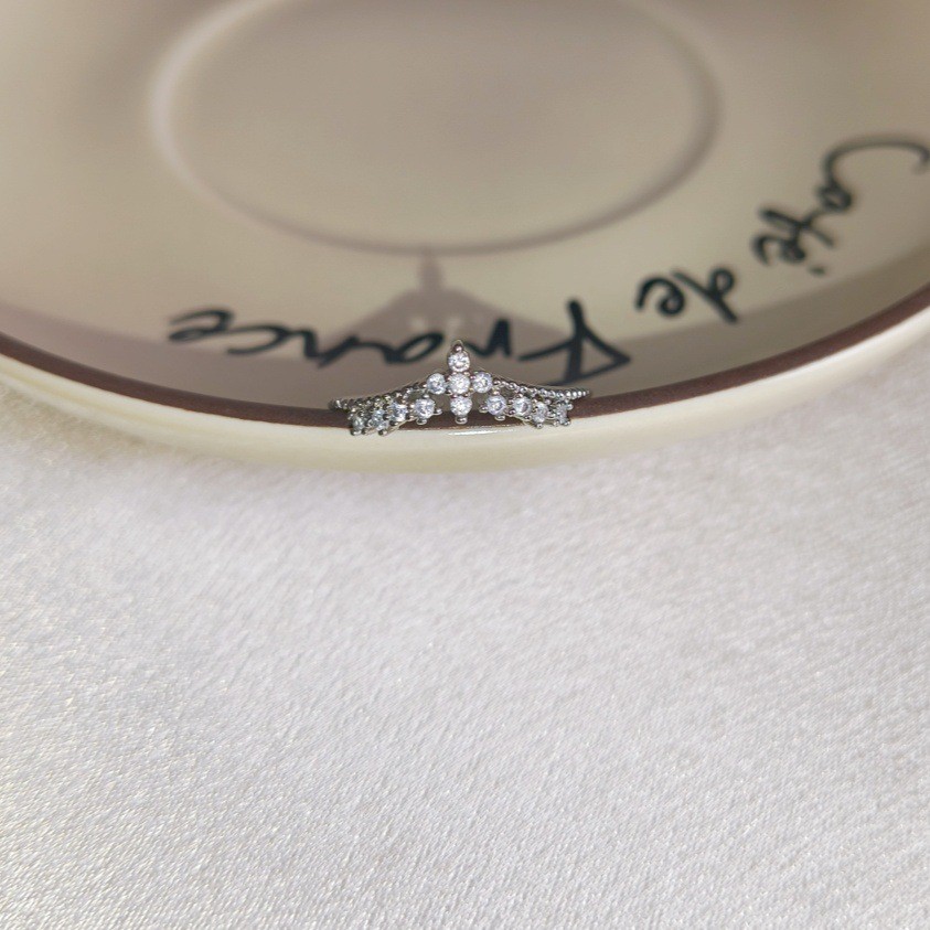 Nhẫn Vương Miện Đính Đá Zircon Phong Cách Hàn Quốc INS Xu Hướng Dành Cho Phụ Nữ Thời Trang Thanh Lịch Sang Trọng Nhẹ Nhàng Thiết Kế Cao Cấp Mở